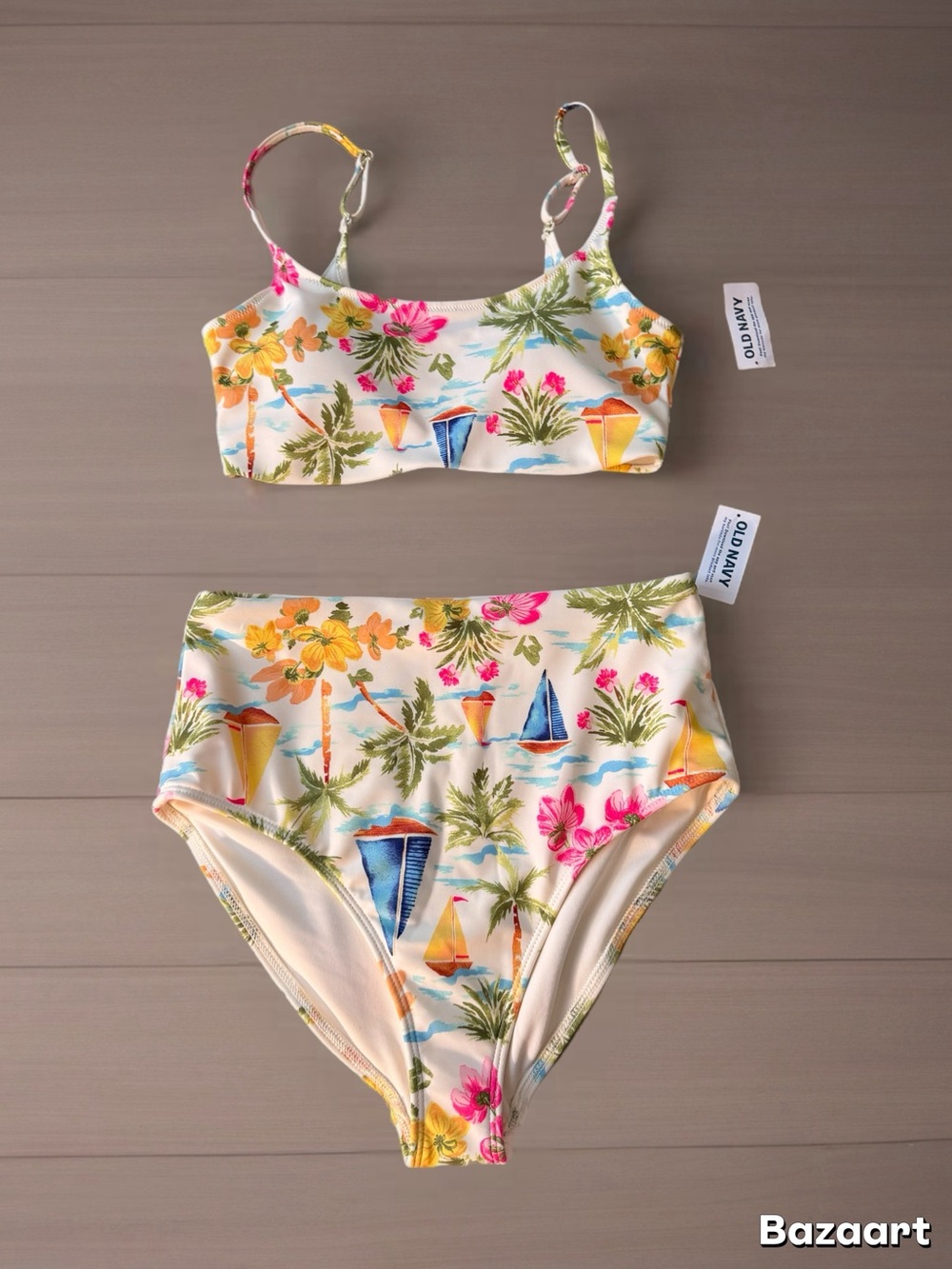 NWT Old Navy Tropical Floral High Waisted Bikini Set Small